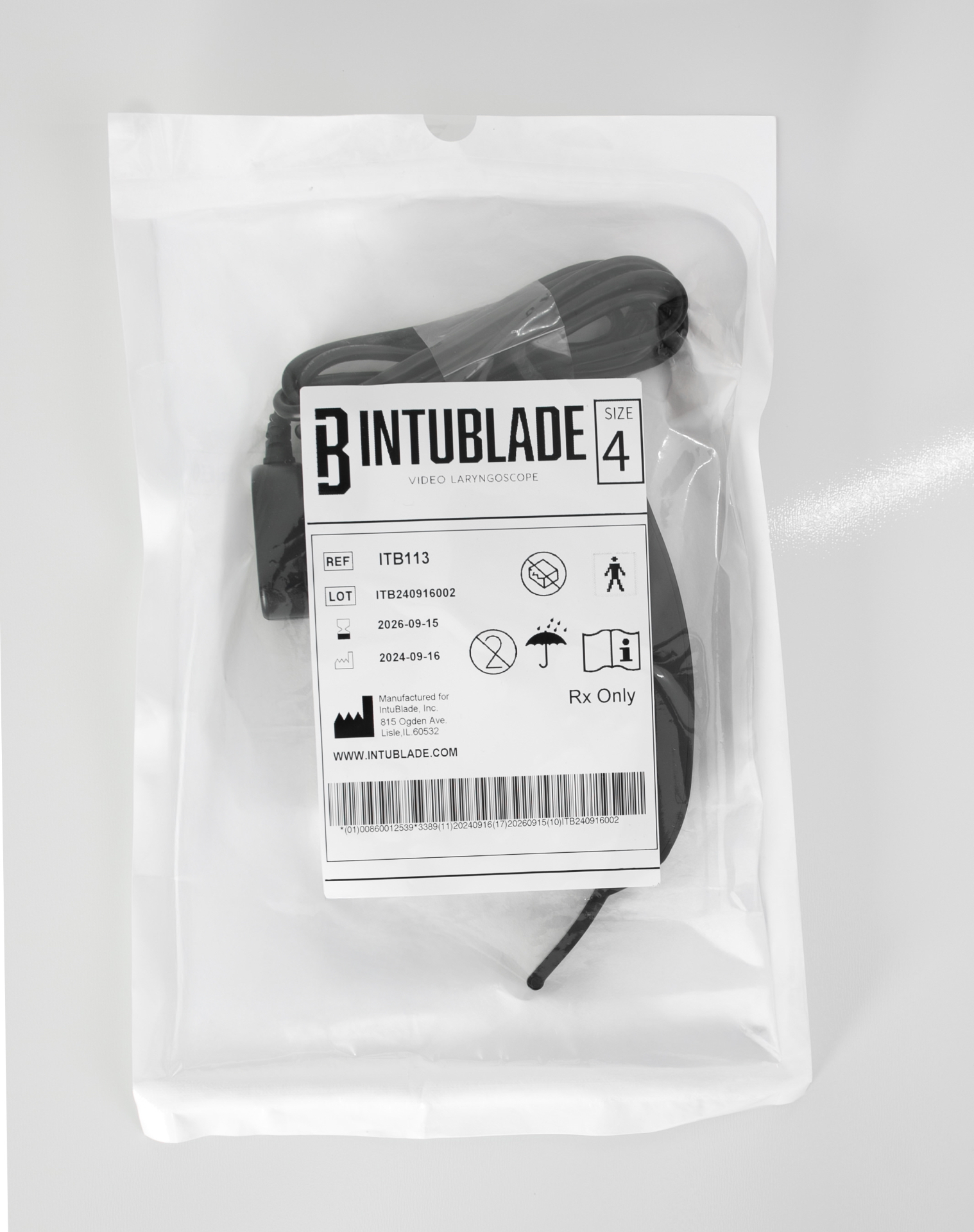 IntuBlade Mac 4 single-use blade in sealed packaging