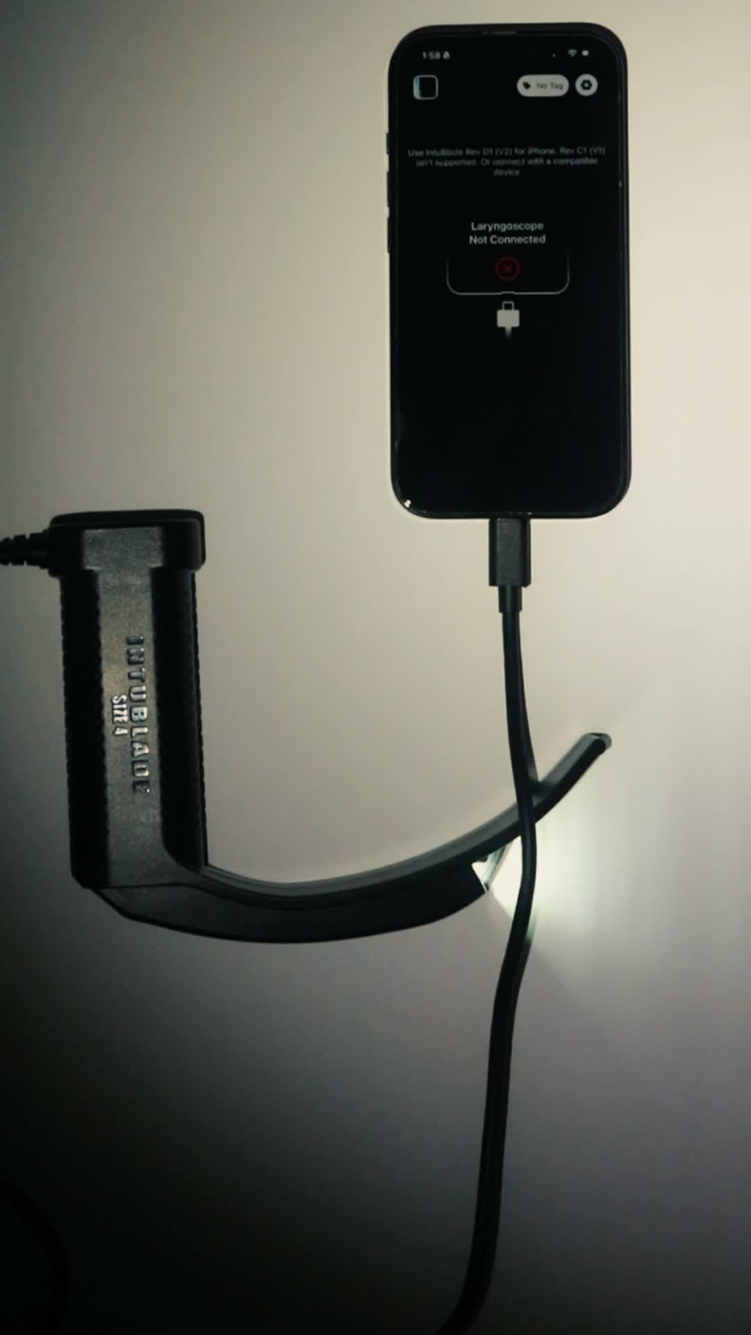IntuBlade connected by USB-C to a compatible phone